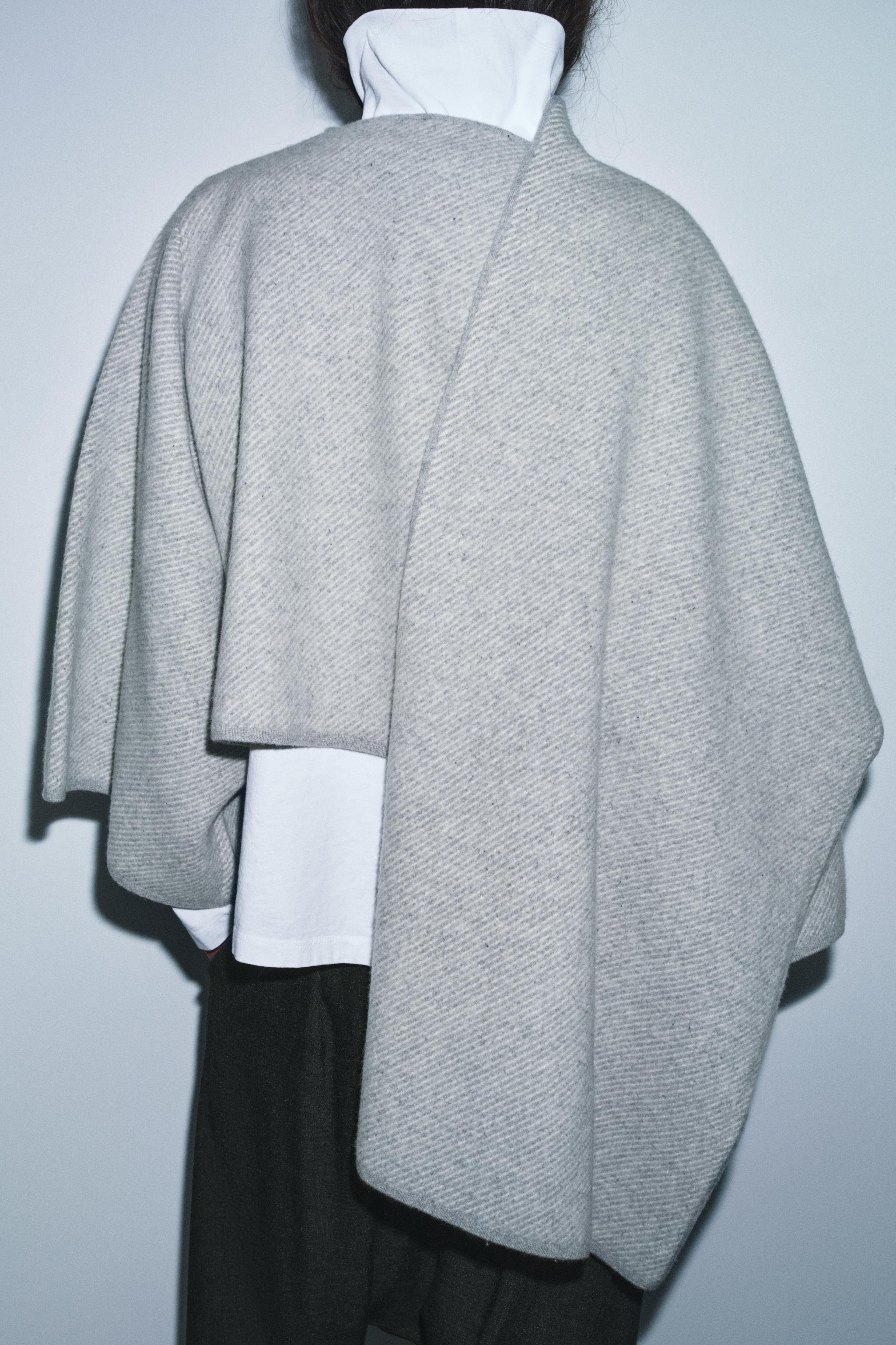 100% WOOL CAPE COAT WITH SCARF